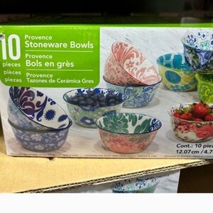 10 Pieces Bontanical Stoneware Bowls, Set of 10 All Purpose Bowls, 4.75"
